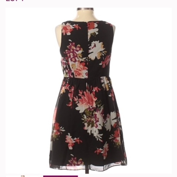Loft -Red and Black Floral dress- Size 6 petite - Picture 2 of 7